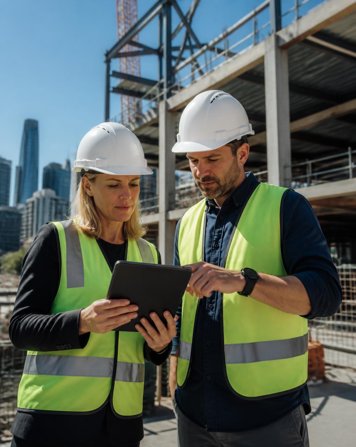 Construction professional on an Australian building site